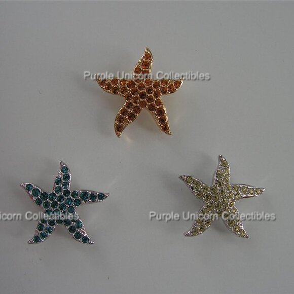 Swarovski Crystal Starfish Tac Pins Set of 3 2005-2006-2007 Wonders of the Sea - Picture 1 of 4